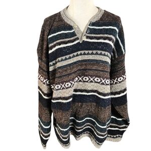 Bugle Boy Vintage Brown And Blue Patterned Sweater